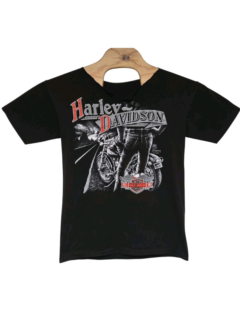 VTG 1989 Harley Davidson 3D Emblem T-Shirt Medium Daytona Beach Bike Week READ